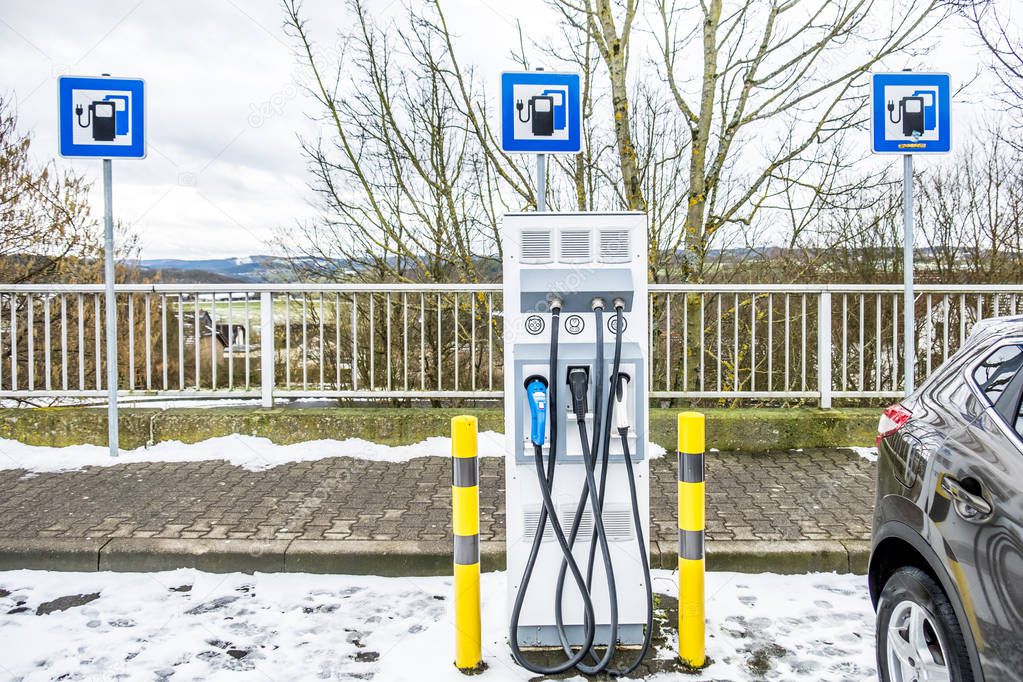 New charging stations at a service station in Germany