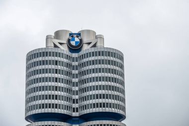 Münih, Almanya - 15 Şubat 2018: Bmw Merkezi Münih'in şehir yer alır