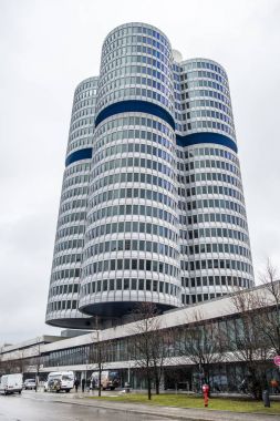 Münih, Almanya - 15 Şubat 2018: Bmw Merkezi Münih'in şehir yer alır