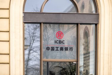 Münih, Almanya - 15 Şubat 2018: ICBC chinas en büyük bankadır