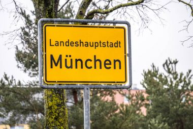 Genel şehir giriş işareti Münih, Almanya - Avrupa - çeviri Bavyera'da başkenti: başkenti Münih devlet