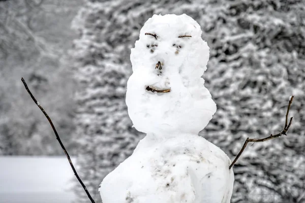 Brutto pupazzo di neve a Unterschleissheim di Monaco di Baviera, Germania — Foto Stock