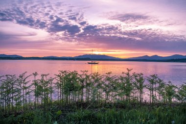 Loch Creran, Barcaldine, Argyll, İskoçya, muhteşem gün batımı