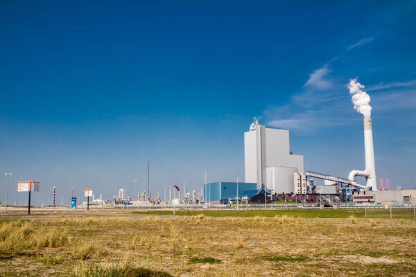 Rotterdam , Netherlands - April 20 2018 : The Uniper coal power plant