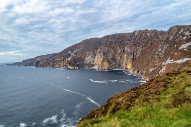 Slieve League Cliffs are among the highest sea cliffs in Europe rising 1972 feet above the Atlantic Ocean - County Donegal, Ireland clipart