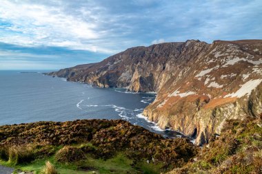 Slieve League Cliffs are among the highest sea cliffs in Europe rising 1972 feet above the Atlantic Ocean - County Donegal, Ireland clipart