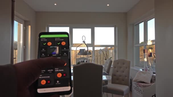 Home automation concept - Translation : No alarms, closed, off, on, outside, not active. — Stock Footage Home automation concept - Translation : No alarms, closed, off, on, outside, not active. Royalty Free Stock Video