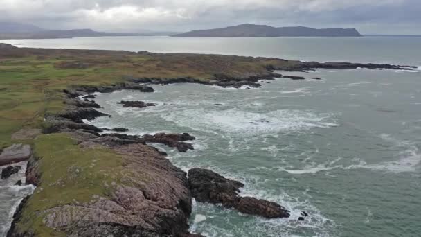 Aerial view of the Rosguil Pensinsula by Doagh - Donegal, Ireland — ストック動画