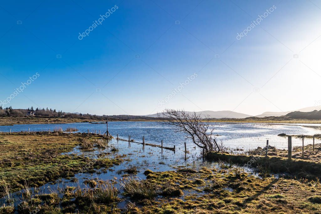 The landscape of the Sheskinmore Nature Reserve between Ardara and Portnoo in Donegal - Ireland