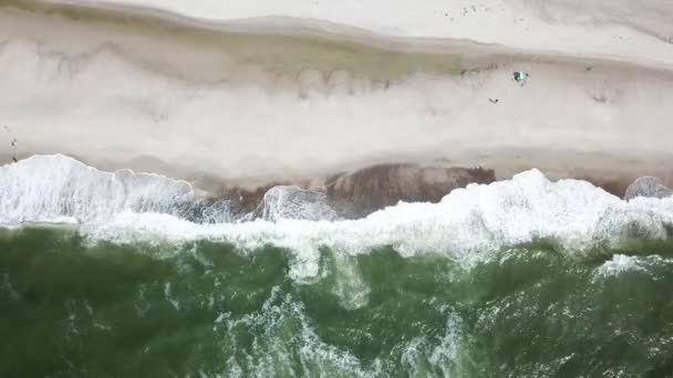 Aerial view of the Sondervig Beach in Denmark - Europe — 비디오