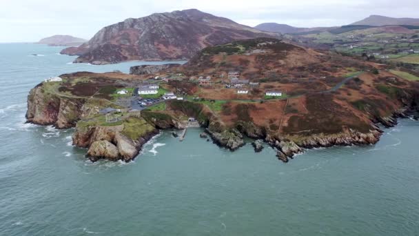 Aerial view of Fort Dunree and Lighthouse, Inishowen Peninsula - County Donegal, Ireland — 비디오