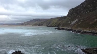 Aerial view of the dunes and beach at Maghera Beach near Ardara, County Donegal - Ireland.