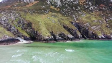 Aerial view of the dunes and beach at Maghera Beach near Ardara, County Donegal - Ireland.