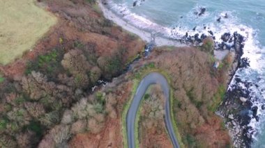 İrlanda 'nın Donegal ilçesindeki Kinnagoe Körfezi' nin hava manzarası.