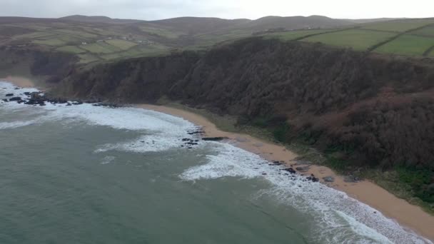 Vista aérea da baía de Kinnagoe no Condado de Donegal, Irlanda — Vídeo de Stock