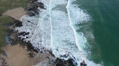 Donegal İrlanda 'daki Culdaff Sahili' nin havadan görünüşü