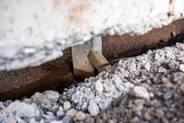 Concrete Piles Foundation Under House In A Subsidence Area Stock 