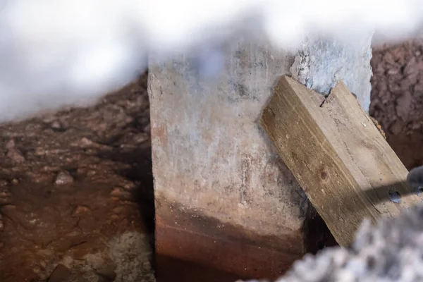 Concrete piles foundation under house in a subsidence area — Stock Image Concrete piles foundation under house in a subsidence area Stock Photo