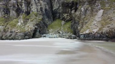 Aerial view of the dunes and beach at Maghera Beach near Ardara, County Donegal - Ireland.