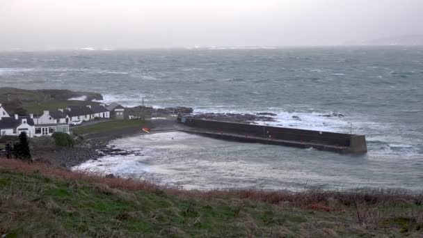 Botsende oceaangolven in Portnoo tijdens de storm Ciara in County Donegal - Ierland — Stockvideo