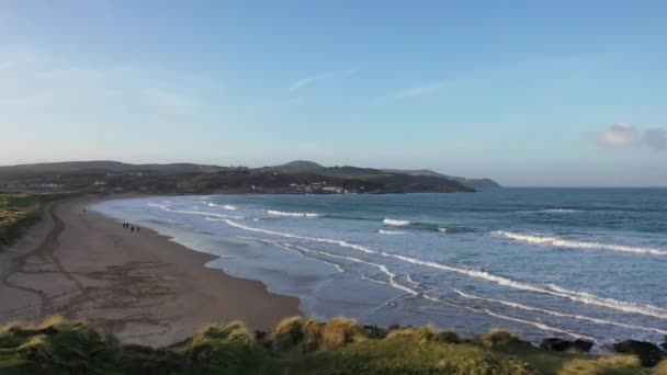 Aerial view of Culdaff Beach in Donegal Ireland — Stock Video