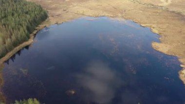 County Donegal, İrlanda 'daki Glenties kasabasının yanındaki peatbataklık üzerinde uçuyor.