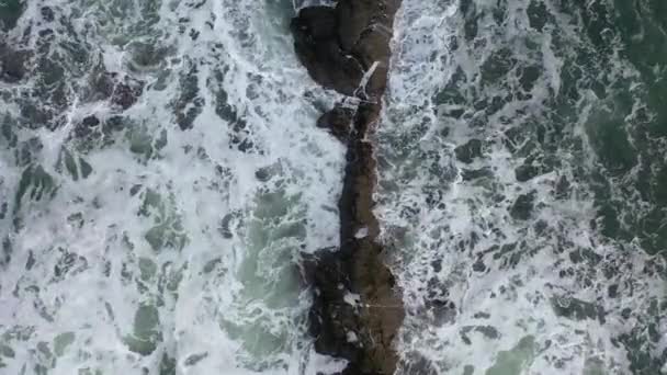 Aerial of Hidden rocks in the Atlantic ocean in Donegal — Stock Video