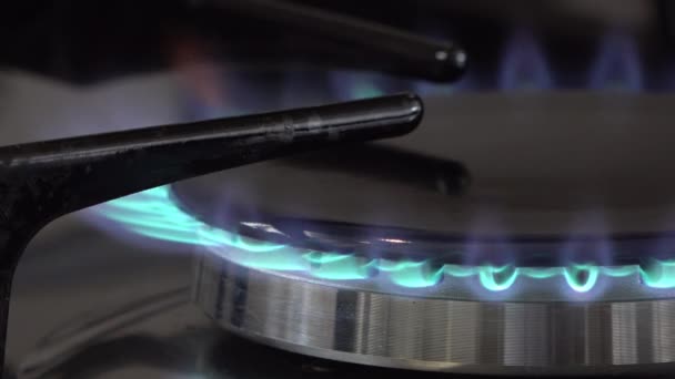 Ev yapımı mutfak fırınının gaz alevi. — Stok video