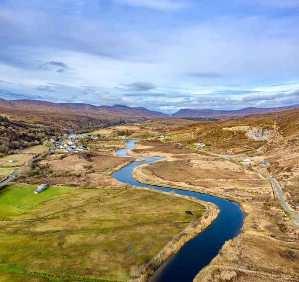 Aerial view of Gweebarra River between Doochary and Lettermacaward in Donegal - Ireland. — Stock Photo, Image
