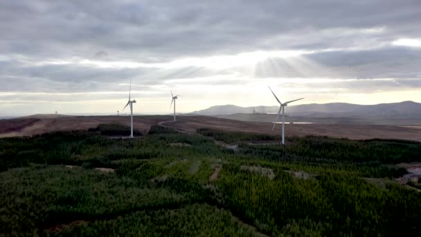 Aerial view of the Clogheravaddy Wind Farm in County Donegal - Ireland — Stock Video