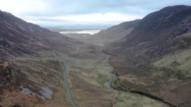 Aerial view of Grannys pass is close to Glengesh Pass in Country Donegal, Ireland