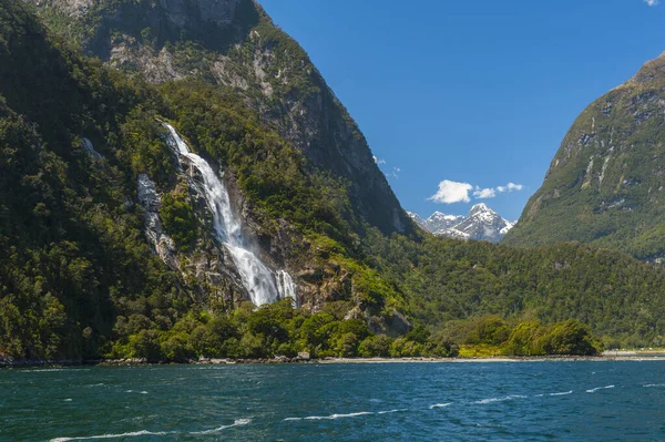Bowen Falls Wasserfall Milford Sound Fiordland National Park Neuseeland — Stockfoto