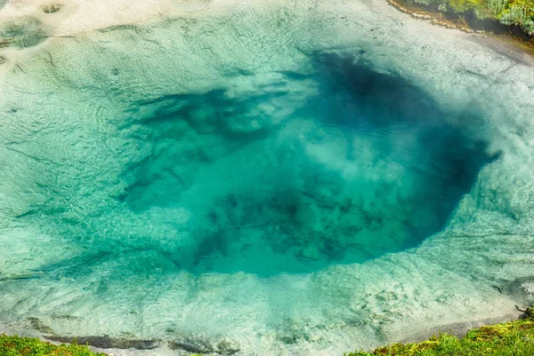 Výše Uvedeného Zdeformované Foto Bazénce Modrého Yellowstonskou Národní Park Wyoming — Stock fotografie