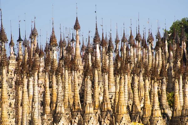 Kakku Pagodák Közel 2500 Gyönyörű Sztúpák Rejtett Távoli Területen Mianmar — Stock Fotó