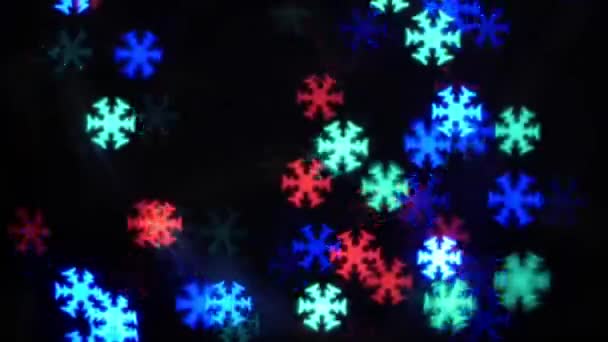 Fiocco Neve Offuscata Luci Natale Bokeh Sfondo — Video Stock