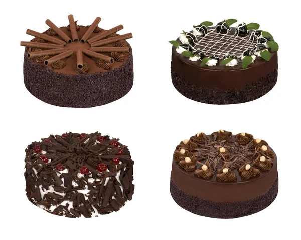 Conjunto de diferentes pasteles de chocolate — Foto de Stock