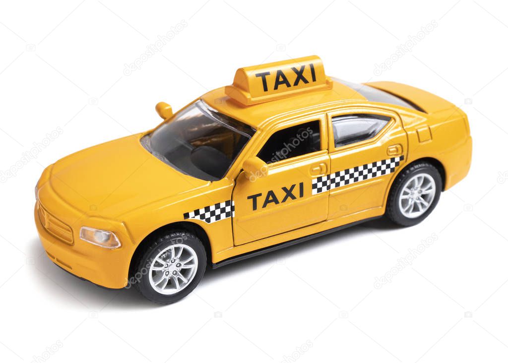 Yellow toy taxi car