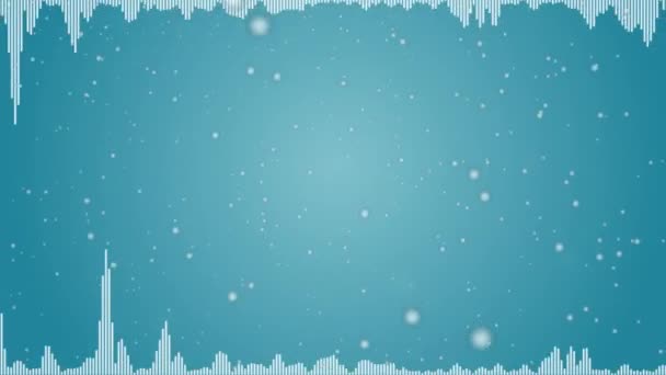 Weihnachtlicher Hintergrund Audio Wellenform Equalizer Und Weicher Schnee Fällt — Stockvideo