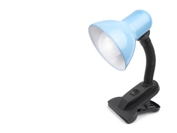 Lámpara de mesa azul en una abrazadera —  Fotos de Stock