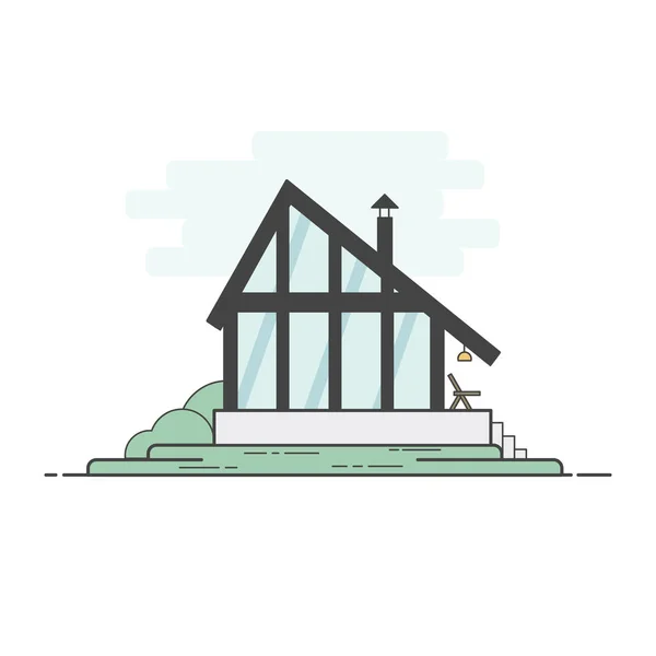 Vettore linea piatta casa moderna illustrazione — Vettoriale Stock