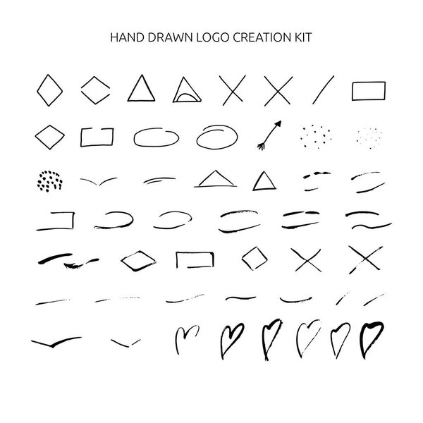 Hand drawn logo creation kit. 