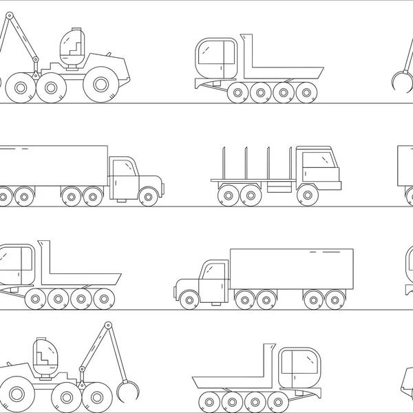Forestry machines seamless pattern — Stock Vector
