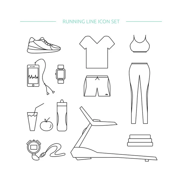 실행 라인 아이콘 세트. — 스톡 벡터