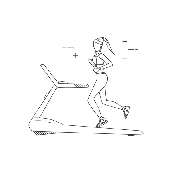 Kobieta biegająca na bieżni. — Wektor stockowy