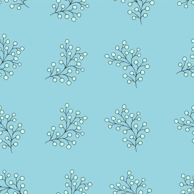 Şube ve çilek ile çiçek seamless modeli. 