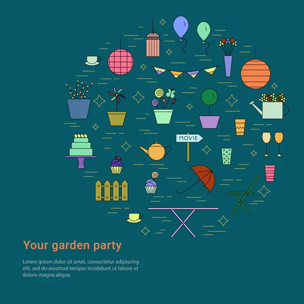 Jardín concepto de diseño de fiesta . — Archivo Imágenes Vectoriales