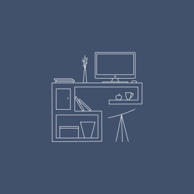 Çalışma alanı vektör hat illüstrasyon.