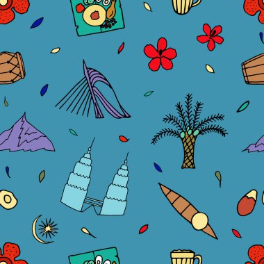 Malezya kültürünü el çekilmiş seamless modeli.