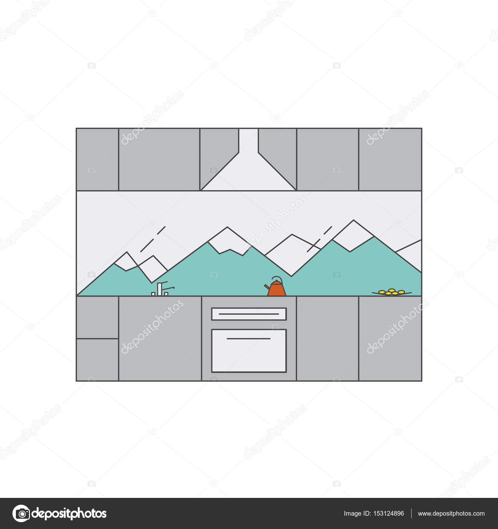 Kitchen Interior In High Tech Style Stock Vector