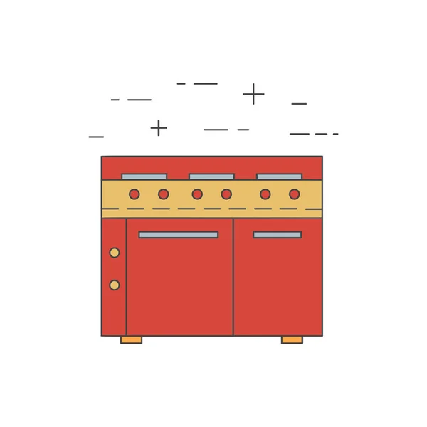 Fornello, icona della linea del forno isolata su sfondo bianco . — Vettoriale Stock